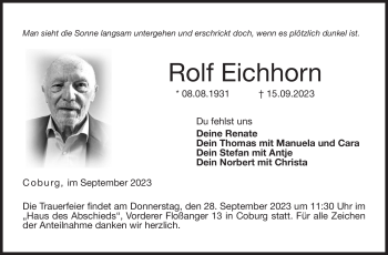 Traueranzeige von Rolf Eichhorn von Neue Presse Coburg