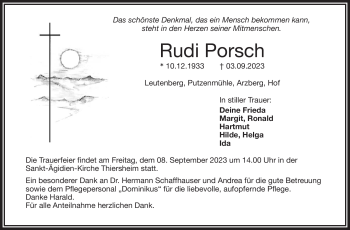 Traueranzeige von Rudi Porsch von Frankenpost