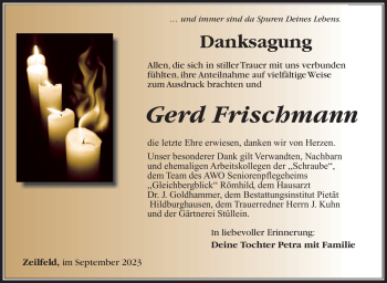 Traueranzeige von Gerd Frischmann von Südthüringer Presse