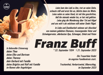 Traueranzeige von Franz Buff von Südthüringer Presse