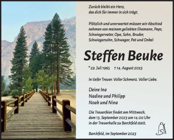Traueranzeige von Steffen Beuke von Südthüringer Presse