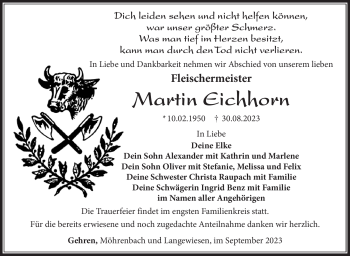 Traueranzeige von Martin Eichhorn von Südthüringer Presse