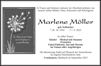 Traueranzeige von Marlene Möller von Südthüringer Presse