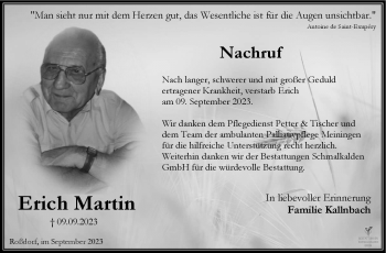 Traueranzeige von Erich Martin von Südthüringer Presse