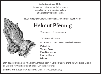 Traueranzeige von Helmut Pfennig von Südthüringer Presse