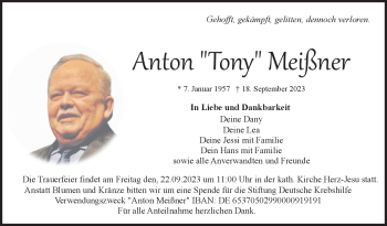 Traueranzeige von Anton Meißner von Frankenpost