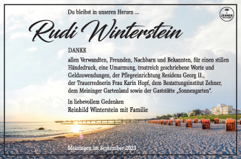 Traueranzeige von Rudi Winterstein von Südthüringer Presse