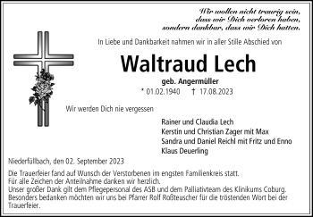 Traueranzeige von Waltraud Lech von Neue Presse Coburg