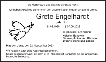 Traueranzeige von Grete Engelhardt von Neue Presse Coburg