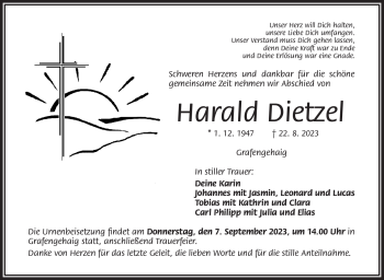Traueranzeige von Harald Dietzel von Frankenpost