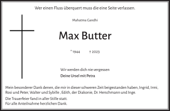 Traueranzeige von Max Butter von Frankenpost
