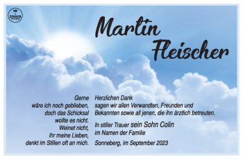 Traueranzeige von Martin Fleischer von Südthüringer Presse