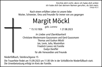 Traueranzeige von Margit Möckl von Neue Presse Coburg