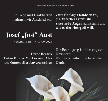 Traueranzeige von Josef Aust von Frankenpost