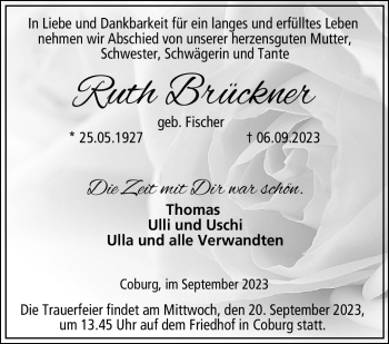 Traueranzeige von Ruth Brückner von Neue Presse Coburg