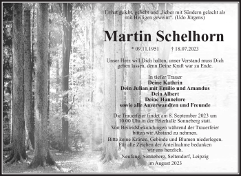 Traueranzeige von Martin Schelhorn von Südthüringer Presse