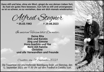 Traueranzeige von Alfred Stegner von Neue Presse Coburg