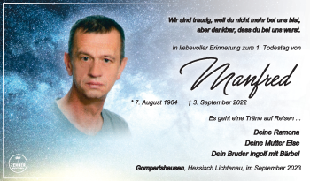Traueranzeige von Manfred Arndt von Südthüringer Presse