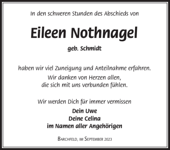 Traueranzeige von Eileen Nothnagel von Südthüringer Presse