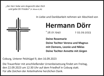 Traueranzeige von Hermann Dörr von Neue Presse Coburg