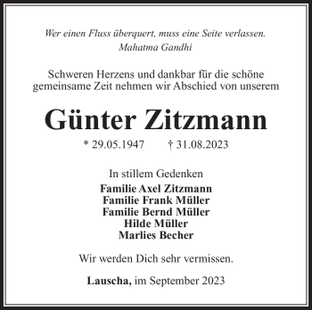 Traueranzeige von Günter Zitzmann von Südthüringer Presse