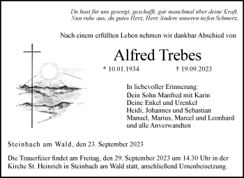 Traueranzeige von Alfred Trebes von Neue Presse Coburg