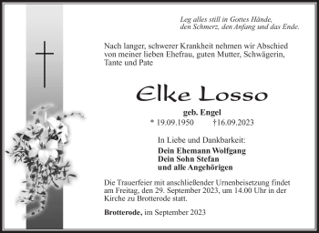 Traueranzeige von Elke Losse von Südthüringer Presse