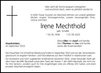 Traueranzeige von Irene Mechthold von Neue Presse Coburg