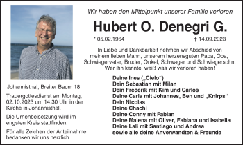 Traueranzeige von Hubert O. Denegrie G. von Neue Presse Coburg