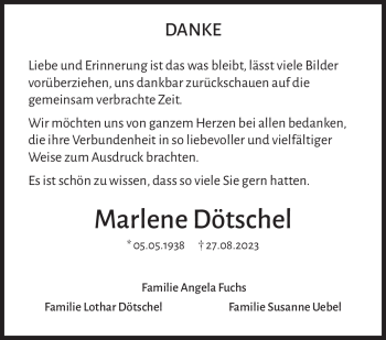 Traueranzeige von Marlene Dötschel von Neue Presse Coburg