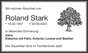 Traueranzeige von Roland Stark von Frankenpost