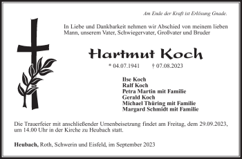 Traueranzeige von Hartmut Koch von Südthüringer Presse