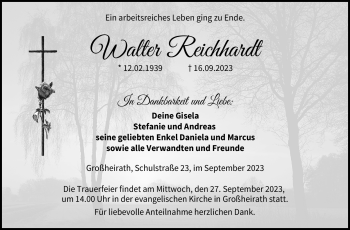 Traueranzeige von Walter Reichhardt von Neue Presse Coburg