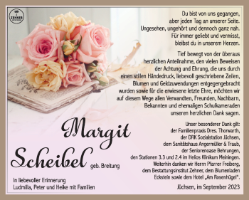 Traueranzeige von Margit Scheibel von Südthüringer Presse