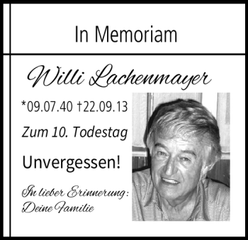 Traueranzeige von Willi Lachmayer von Neue Presse Coburg