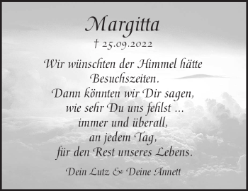 Traueranzeige von Margitta Lührmann von Südthüringer Presse