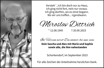 Traueranzeige von Miroslav Dittrich von Neue Presse Coburg