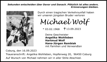 Traueranzeige von Michael Wolf von Neue Presse Coburg