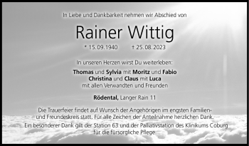 Traueranzeige von Rainer Wittig von Neue Presse Coburg