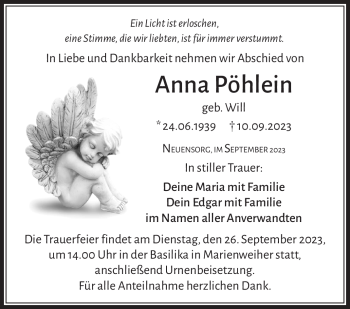 Traueranzeige von Anna Pöhlein von Frankenpost