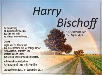 Traueranzeige von Harry Bischoff von Südthüringer Presse