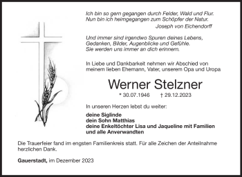 Traueranzeige von Werner Stelzner von 80048