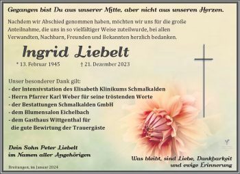 Traueranzeige von Ingrid Liebelt von 80048