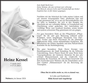 Traueranzeige von Heinz Kessel von 80048