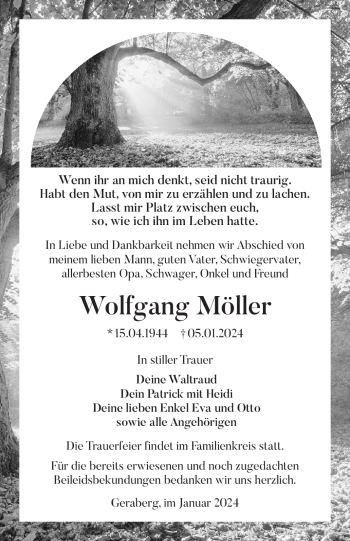 Traueranzeige von Wolfgang Möller von 80048