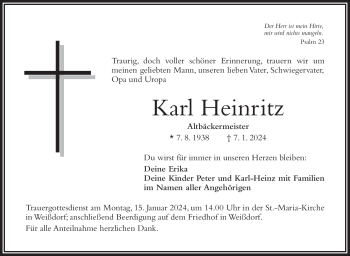 Traueranzeige von Karl Heinritz von 80048