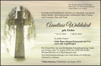 Traueranzeige von Anneliese Waldukat von 80048