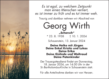 Traueranzeige von Georg Wirth von 80048