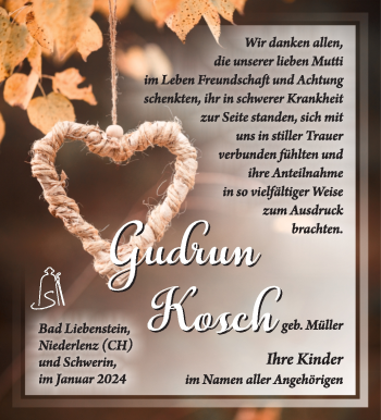Traueranzeige von Gudrun Kosch von 80048