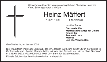 Traueranzeige von Heinz Mäffert von 80048